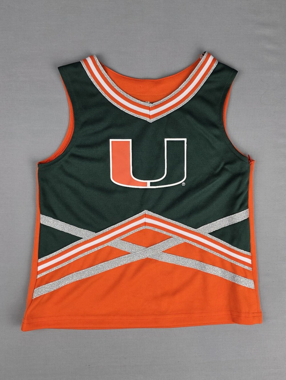 NCAA UM Miami Hurricanes Girls Cheer Top Size Large 10-12 Canes Football